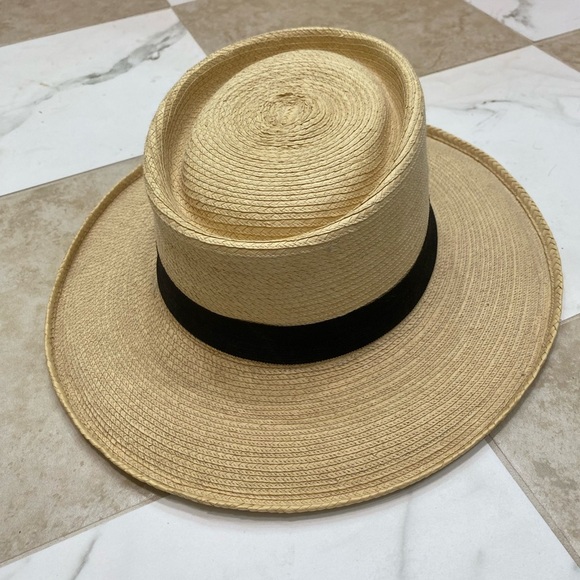 Maya Natural Straw Hat with Black Trim - Picture 2 of 5